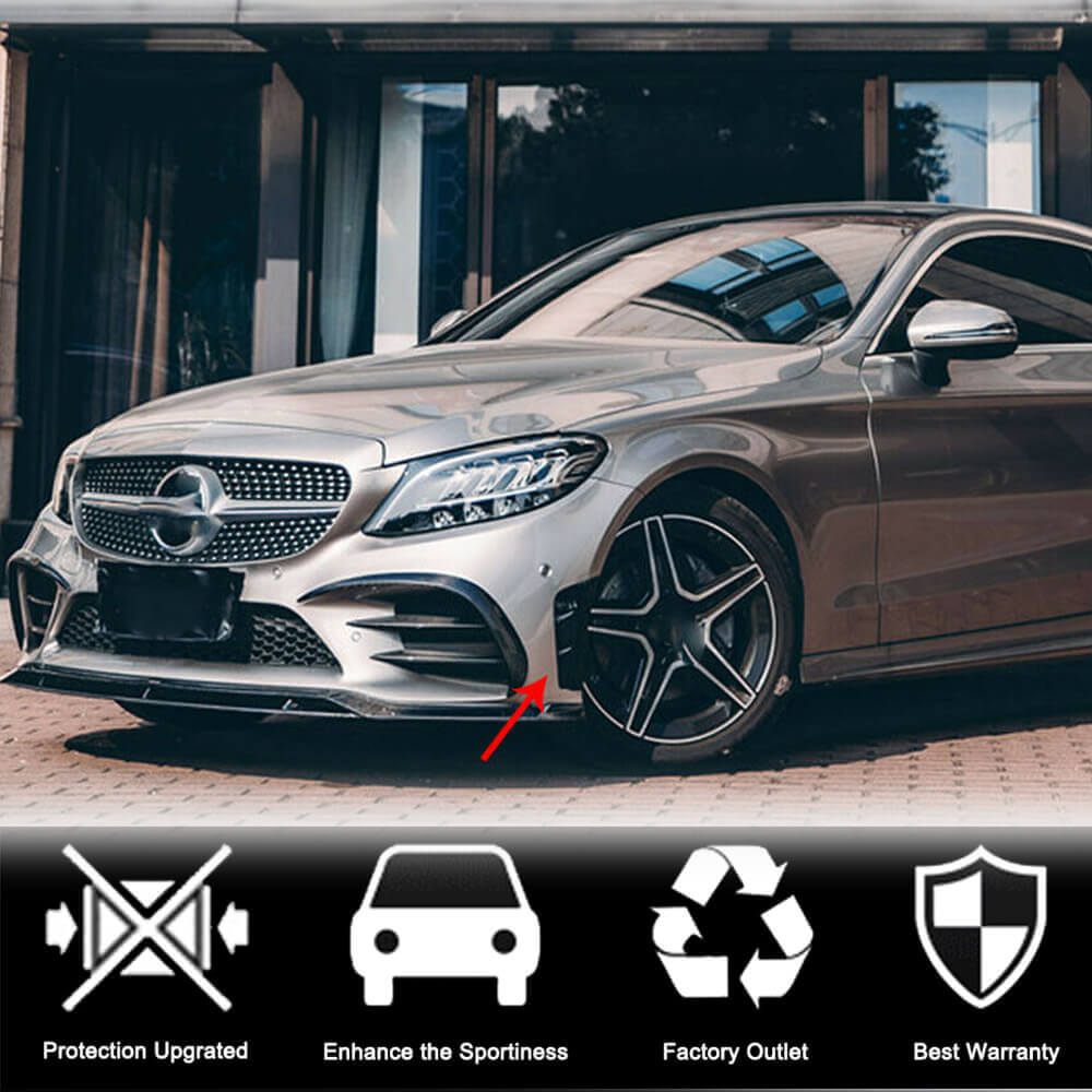 Накладки на передній бампер V2 (для C43 AMG 2019-2021, Карбон) - фото 3
