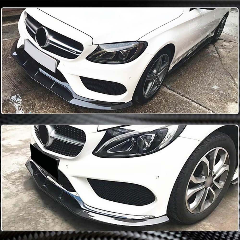 Накладка на передній бампер Lip V3 (для C43 AMG 2015-2019, Карбон) - фото 4