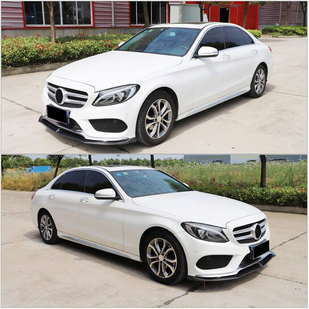 Накладка на передній бампер Lip V5 (для C43 AMG 2015-2019, Карбон) - фото 3