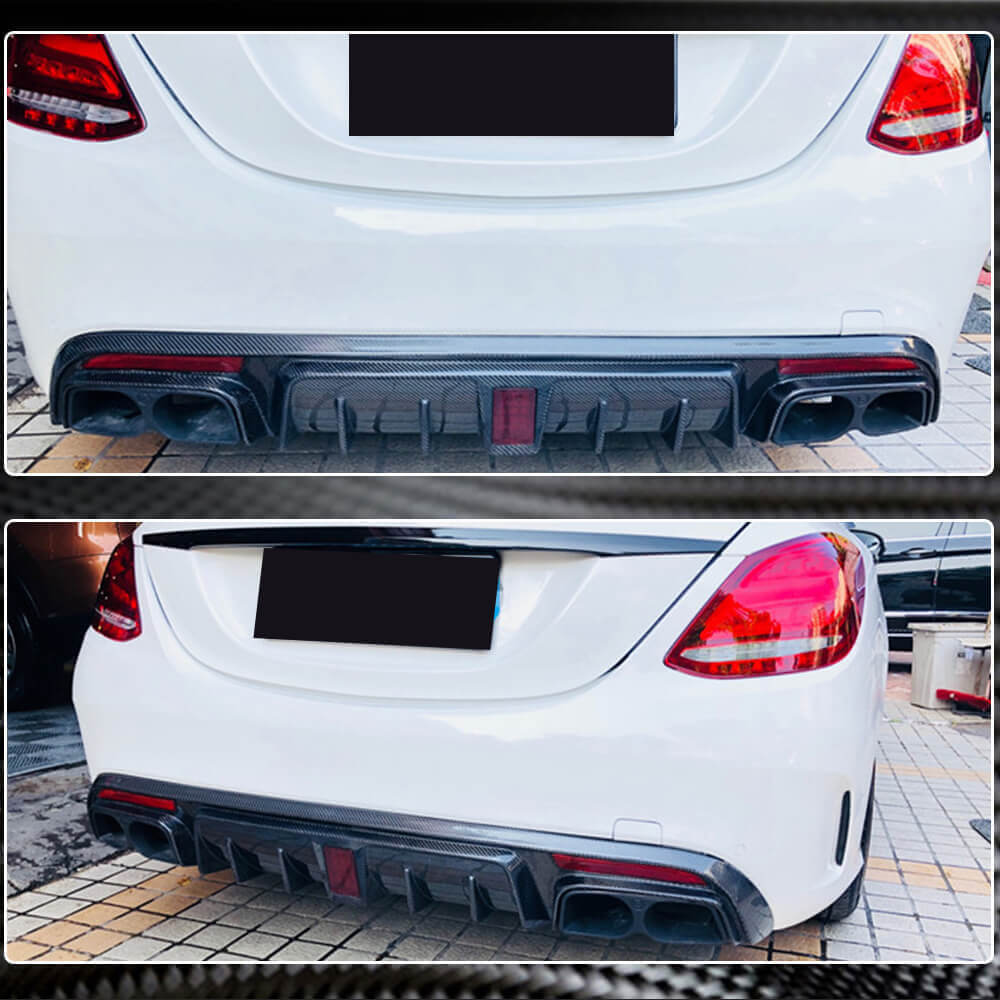 Дифузор заднього бампера V2 (для SD C43/C63 AMG 2015-2019, Карбон) - фото 4