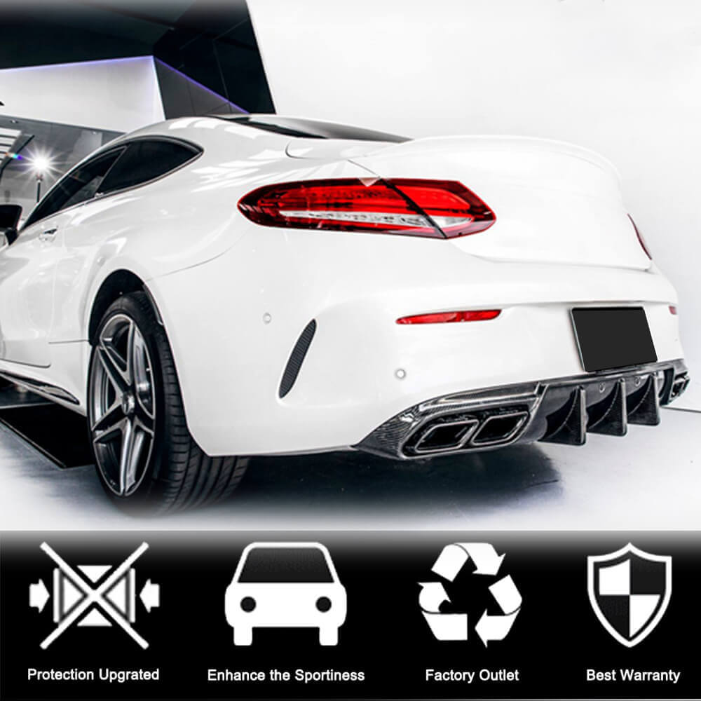 Дифузор заднього бампера V1 (для купе/кабріолет C63 AMG 2015-2019, Карбон) - фото 6