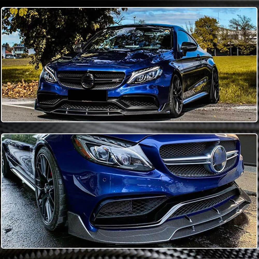 Накладка на передній бампер Lip V2 (для купе/кабріолет C63 AMG 2015-2019, Карбон) - фото 4
