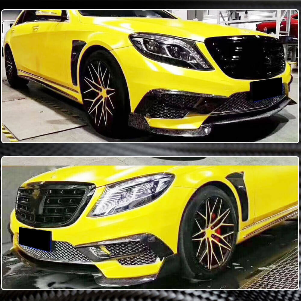 Накладки на передній бампер V1 (для S63 AMG 2014-2017, Карбон) - фото 5