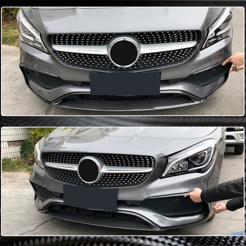 Накладка на передній бампер Lip (для AMG-Line SD 2017-2019, Карбон) - фото 4
