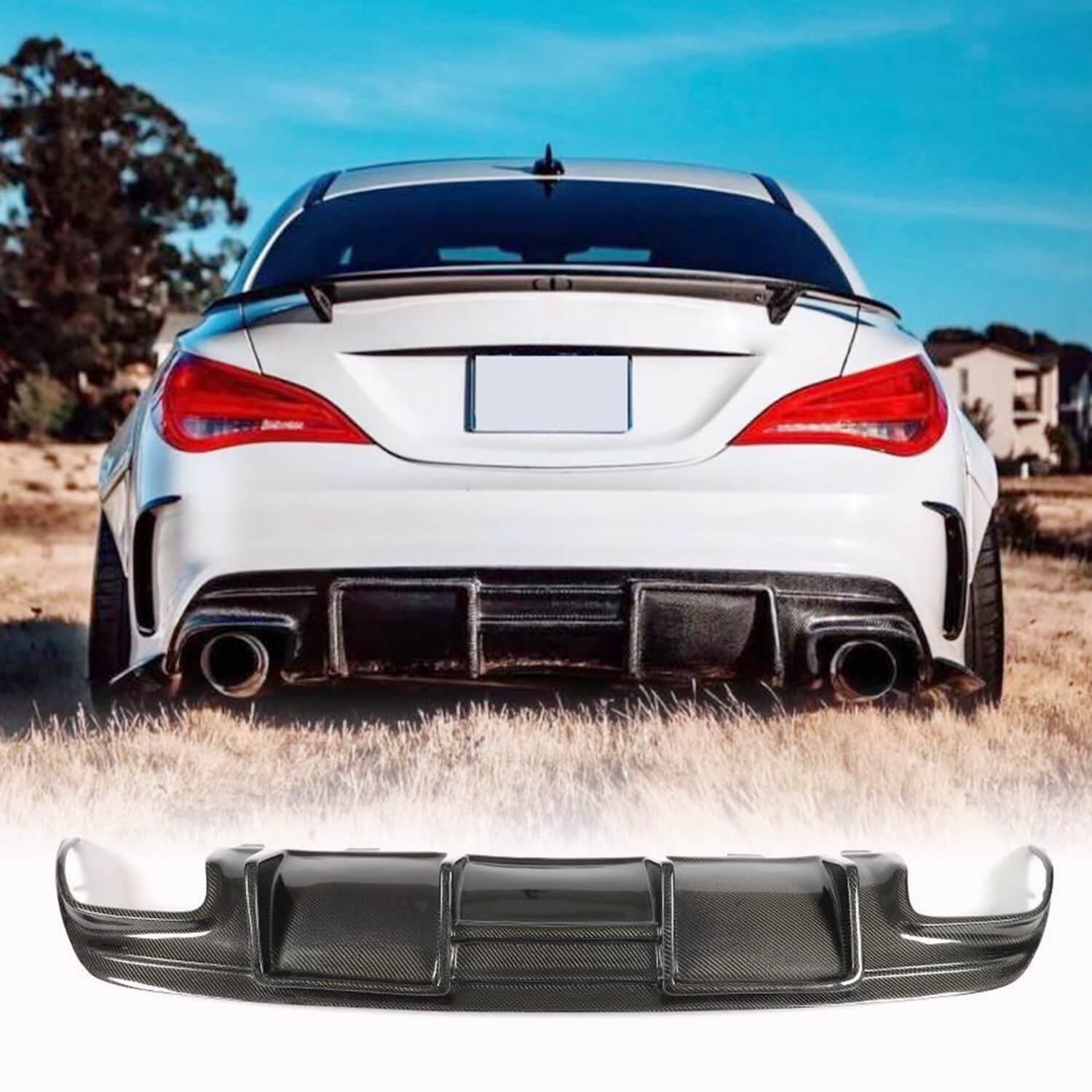 Дифузор заднього бамера V1 (для AMG-Line / CLA45 AMG, Карбон) - фото 1