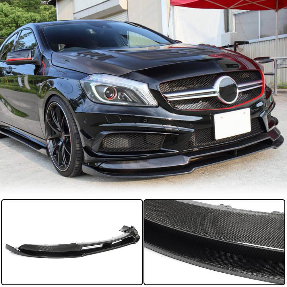 Накладка на передній бампер Lip V2 (для AMG-Line / A45 AMG HB 2013-2015, Карбон) - фото 1