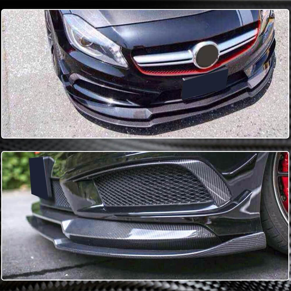 Накладка на передній бампер Lip V2 (для AMG-Line / A45 AMG HB 2013-2015, Карбон) - фото 4