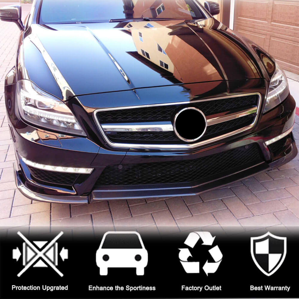 Накладка на передній бампер Lip V1 (для CLS63 AMG SD 2011-2014, Карбон) - фото 2