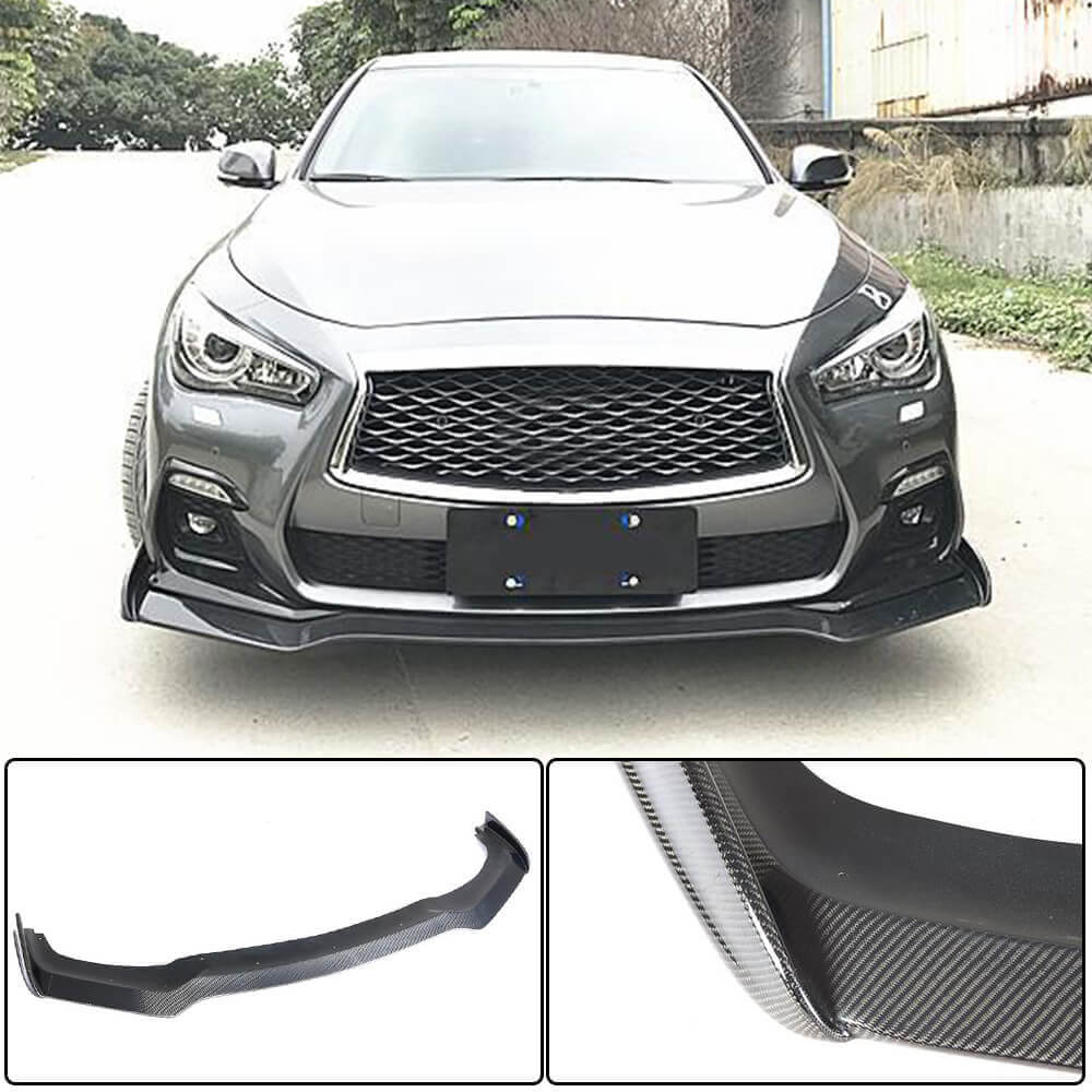 Накладка на передній бампер Lip V2 (для Q50 Sport 2018-2022, Карбон) - фото 2
