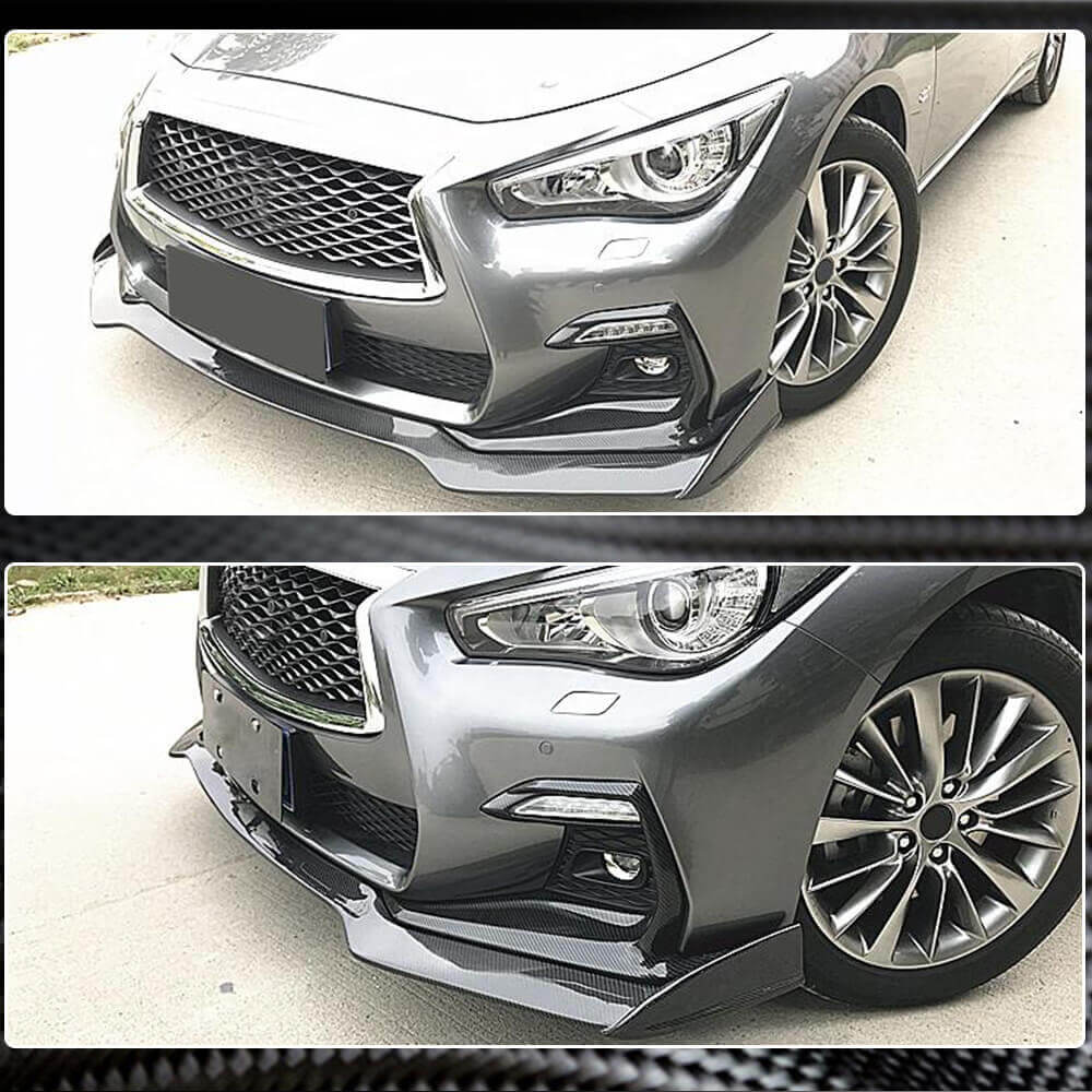 Накладка на передній бампер Lip V2 (для Q50 Sport 2018-2022, Карбон) - фото 4