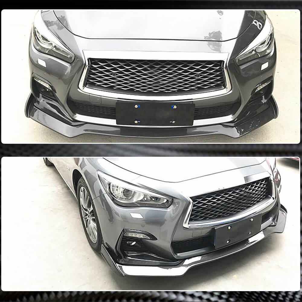 Накладка на передній бампер Lip V2 (для Q50 Sport 2018-2022, Карбон) - фото 5
