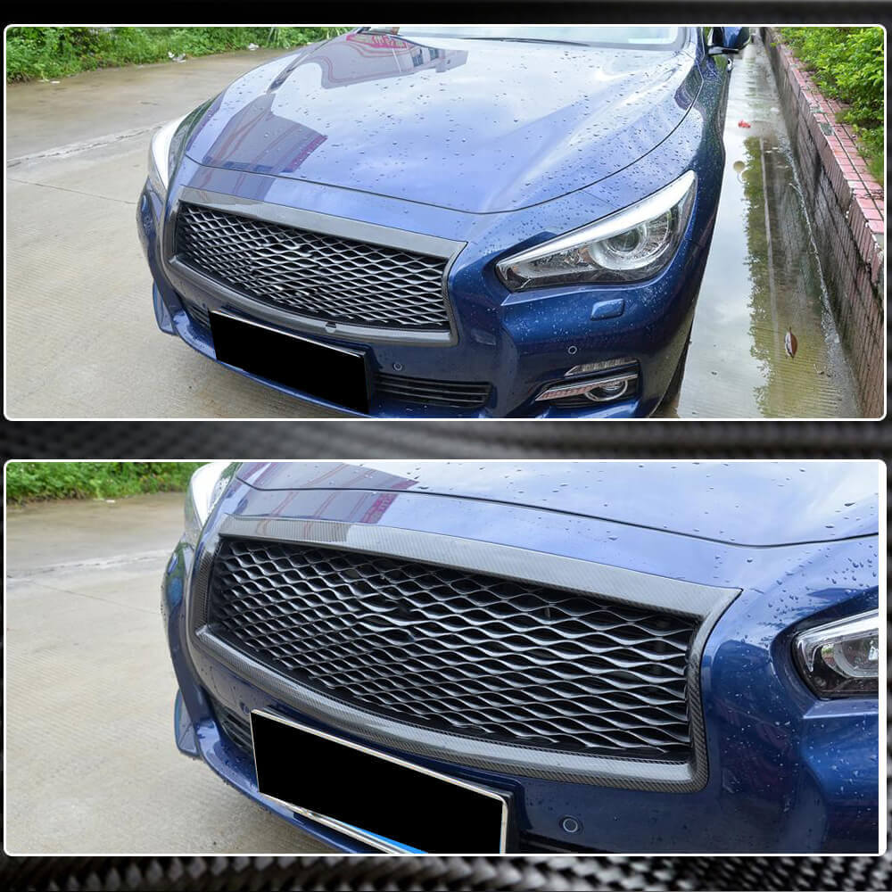 Обведення решітки радіатора (для Q50 Base/Sport 2014-2017, Карбон) - фото 3