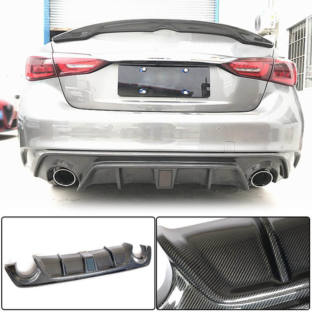 Дифузор заднього бампера V3 (для Q50 Base/Sport 2018-2023, Карбон) - фото 7