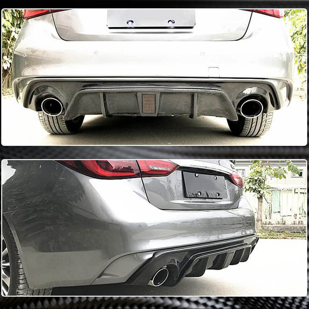 Дифузор заднього бампера V3 (для Q50 Base/Sport 2018-2023, Карбон) - фото 8