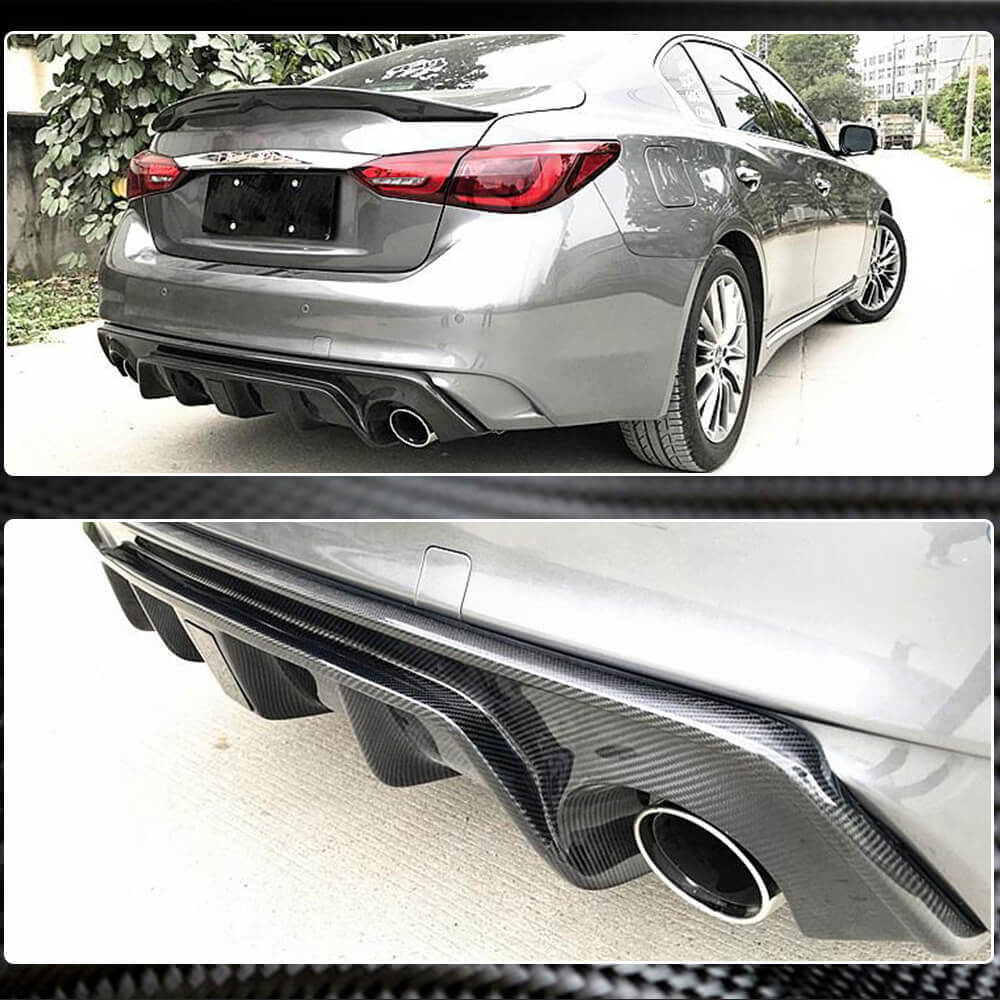 Дифузор заднього бампера V3 (для Q50 Base/Sport 2018-2023, Карбон) - фото 9