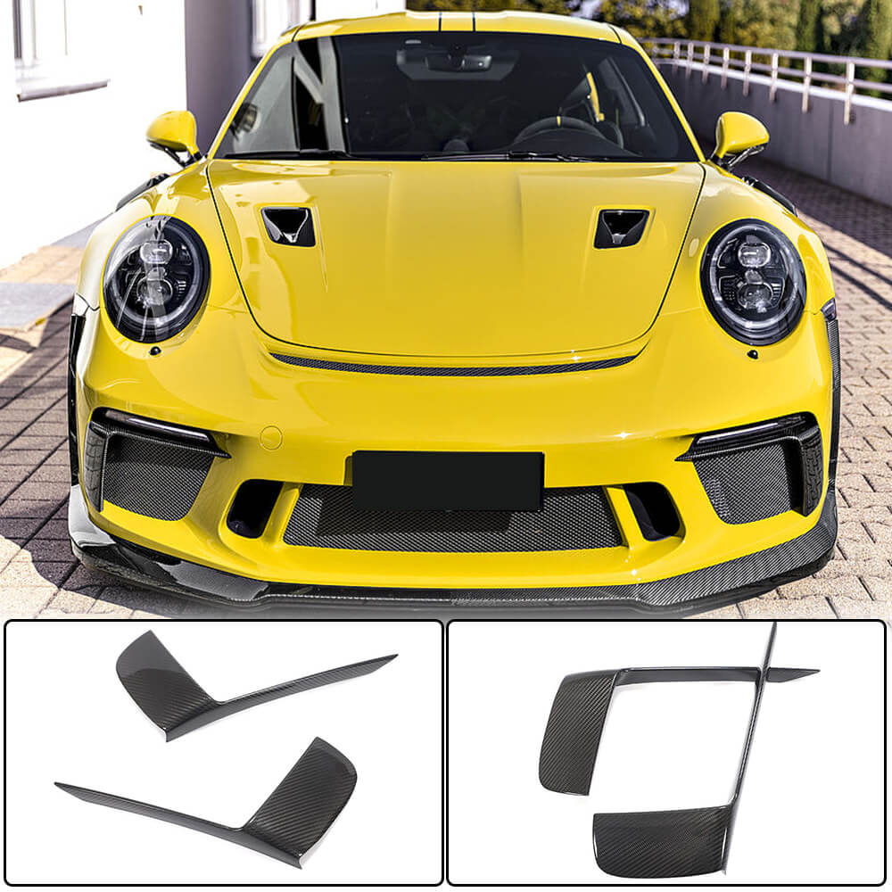 Накладки на передній бампер V2 (для GT3 (RS) 2017-2019, Карбон) - фото 1
