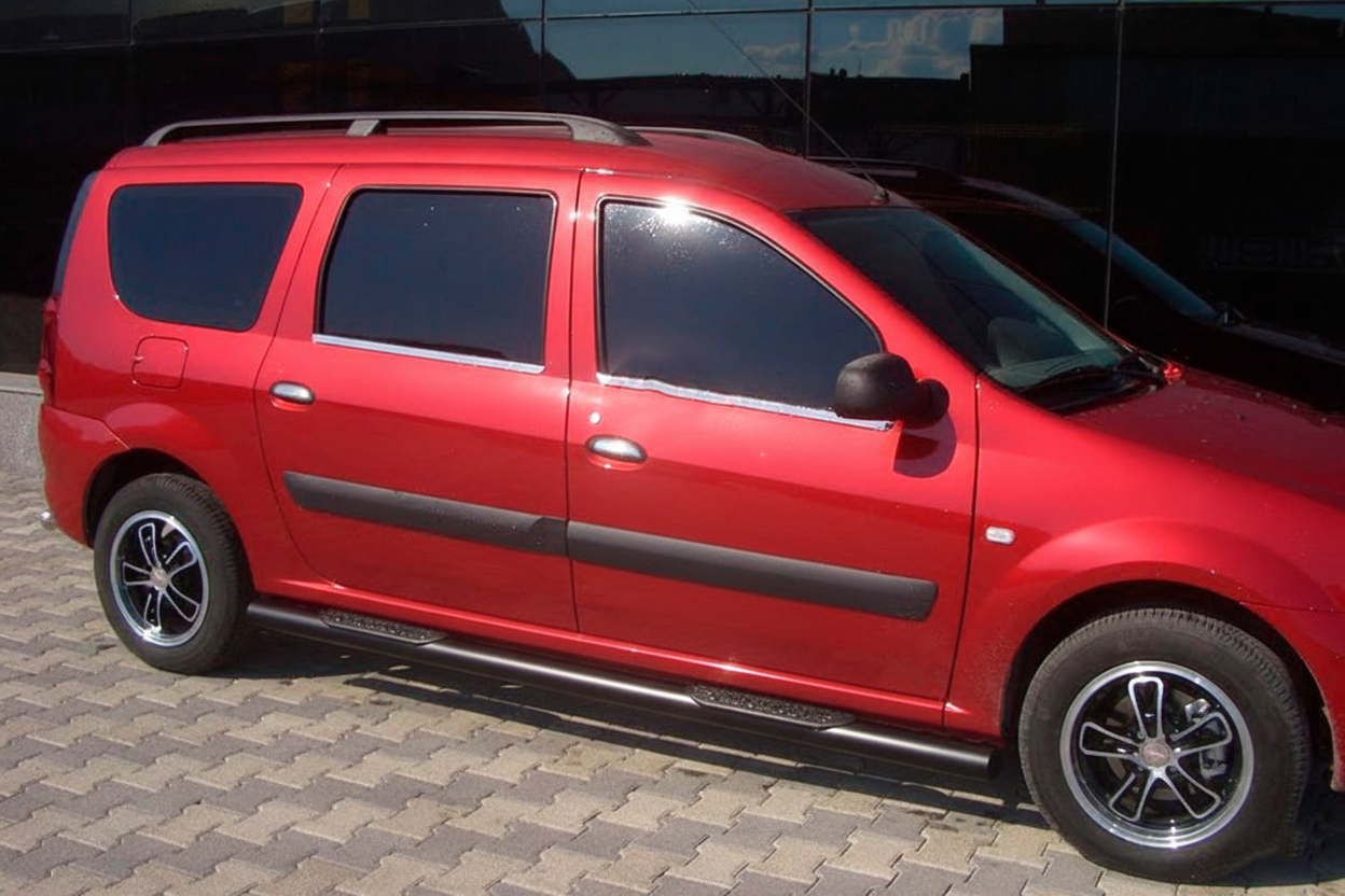 Бічні труби Black (2 шт., нерж.) для Dacia Logan MCV 2004-2014 рр - фото 3