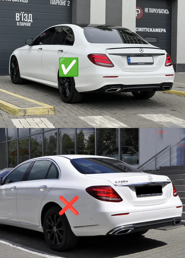 Задній дифузор з насадками E63-Design Black (для AMG/AMG-Line 2016-2020) - фото 2