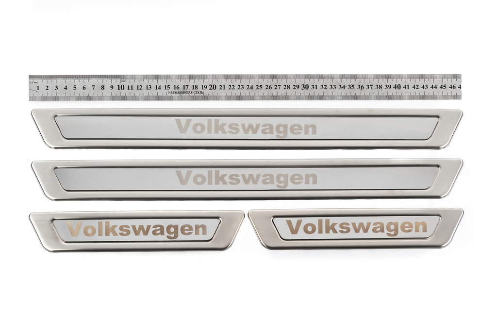 Універсальні накладки на пороги Volkswagen V-1 (4 шт., нерж) - фото 1