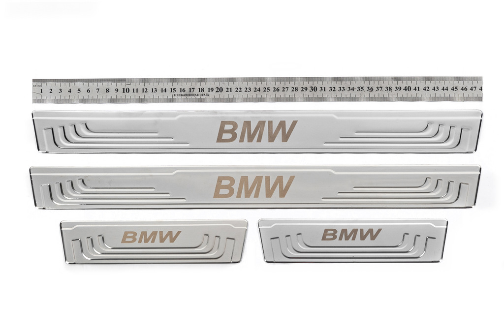 Універсальні накладки на пороги BMW V-2 (4 шт., нерж) - фото 1