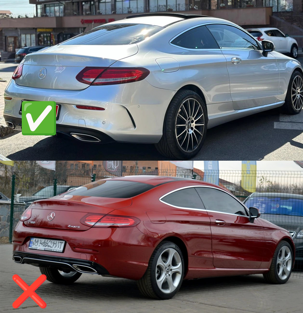 Задній дифузор з насадками Black (для Coupe дизайн AMG63) - фото 3