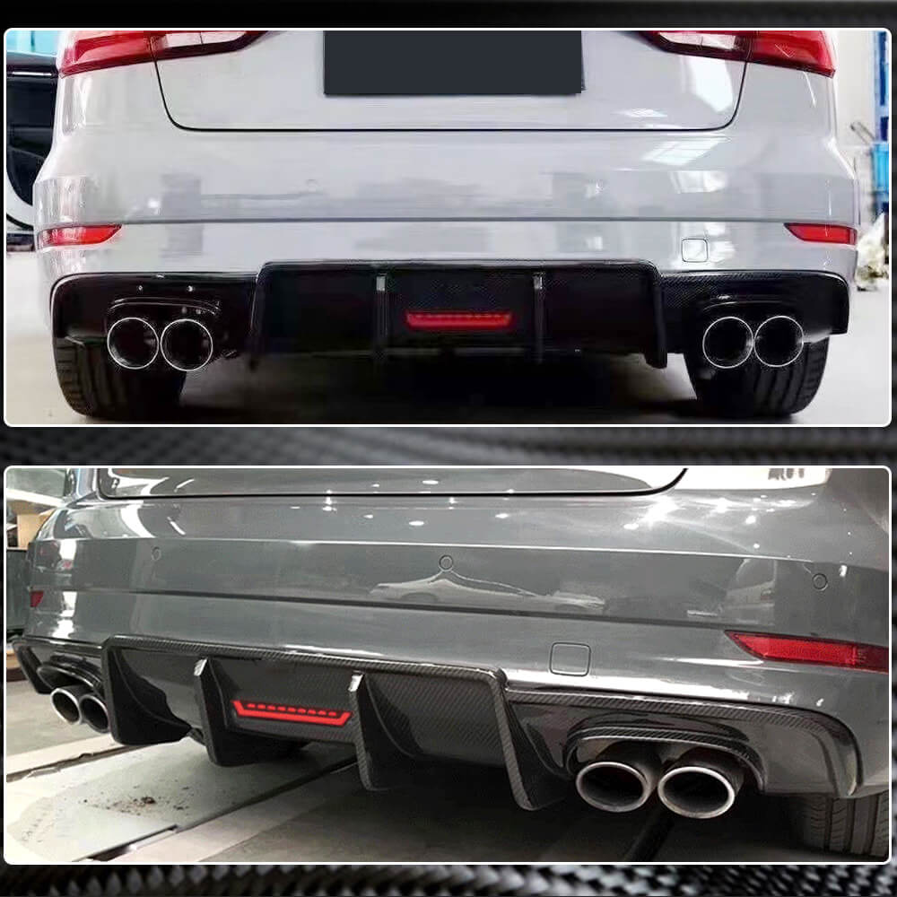 Дифузор заднього бампера V3 (для S-Line Sedan 2017-2020, Карбон) - фото 4