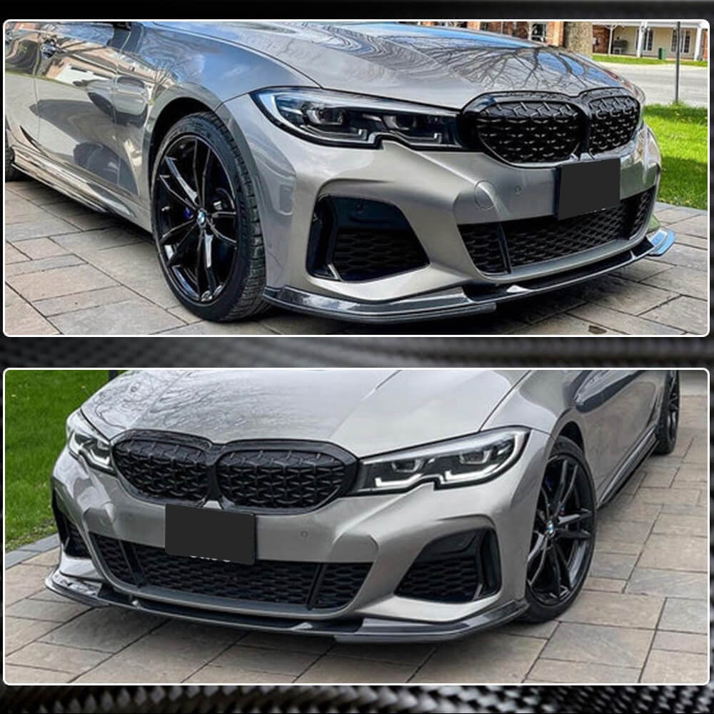 Накладка на передній бампер Lip V7 (для M-Sport 2018-2022, Карбон) - фото 4