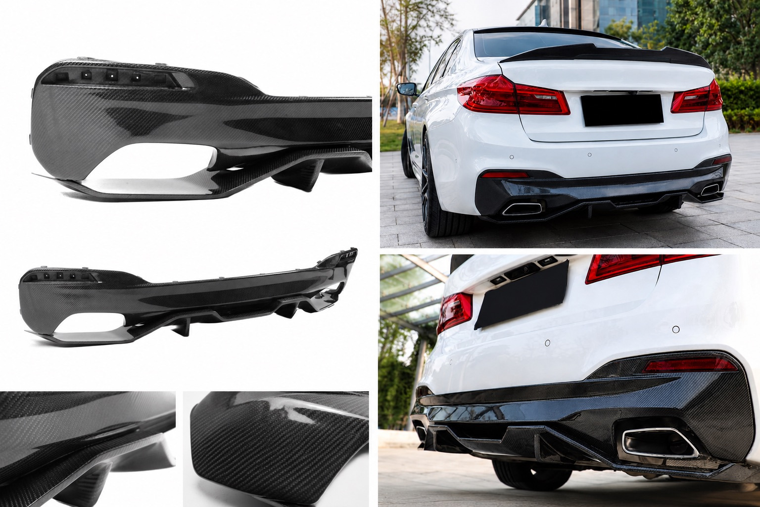 Дифузор заднього бампера V4 (для M-Sport/M5 F90, Карбон) - фото 1