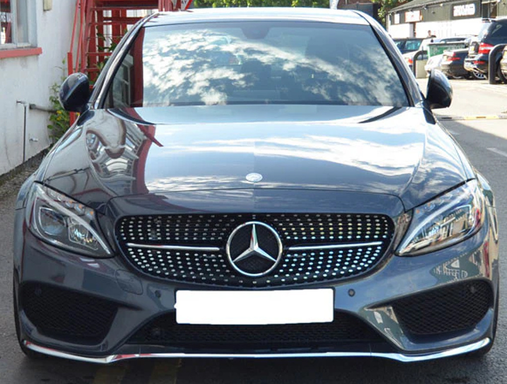 Передня решітка Diamond Silver (для Avantgarde/AMG-Line/C43 AMG) 2018+, без камери - фото 20
