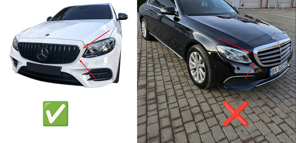 Передня решітка Diamond Silver (для Avantgarde/AMG-Line/E43 AMG/E53 AMG 2016-2020) Без місця під камеру - фото 5
