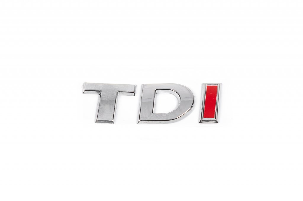 Напис Tdi (косою шрифт) TD - хром, I - червона - фото 1